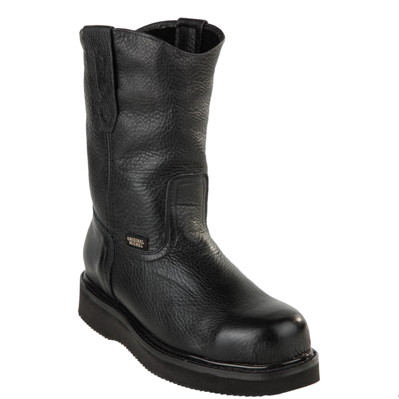 Original Michel Black Leather Pull-On Steel Toe Work Boots
