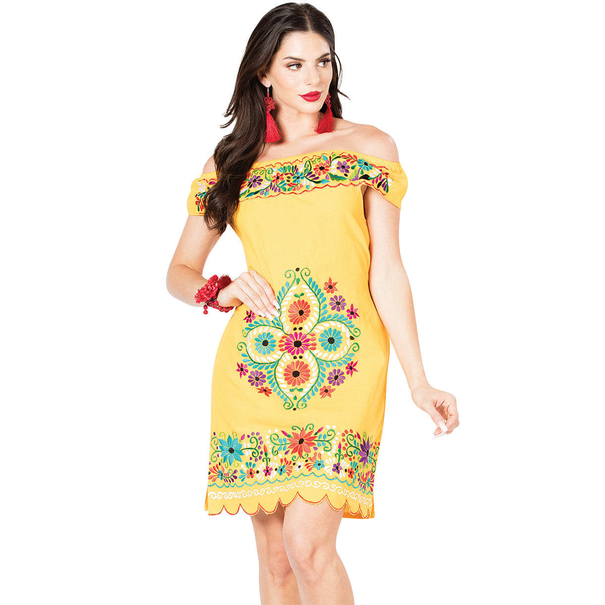 Ladies Mexican Dresses Linda Yellow