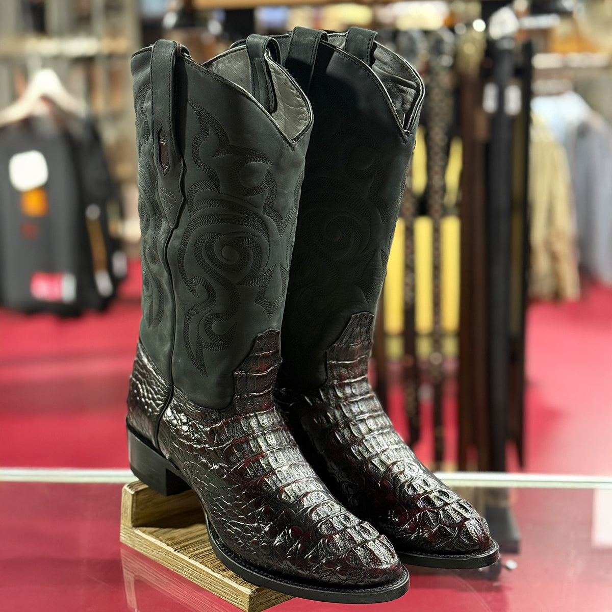 Los Altos Black Cherry Caiman Western Boots