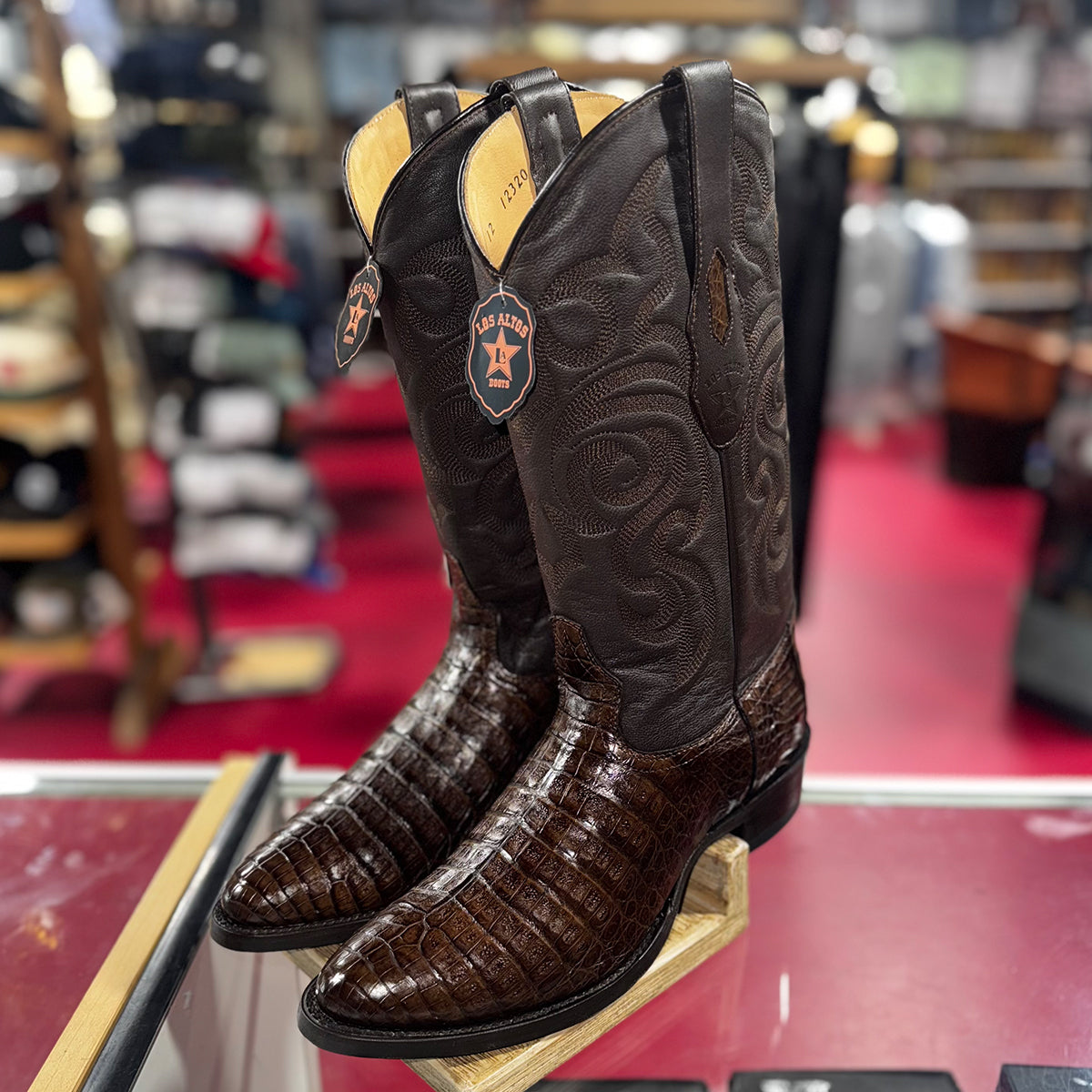 Los Altos Brown Caiman Boots