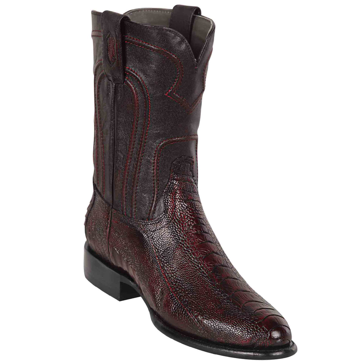 Men's Los Altos Original Ostrich Leg Boots Roper Toe - Black Cherry main image 1