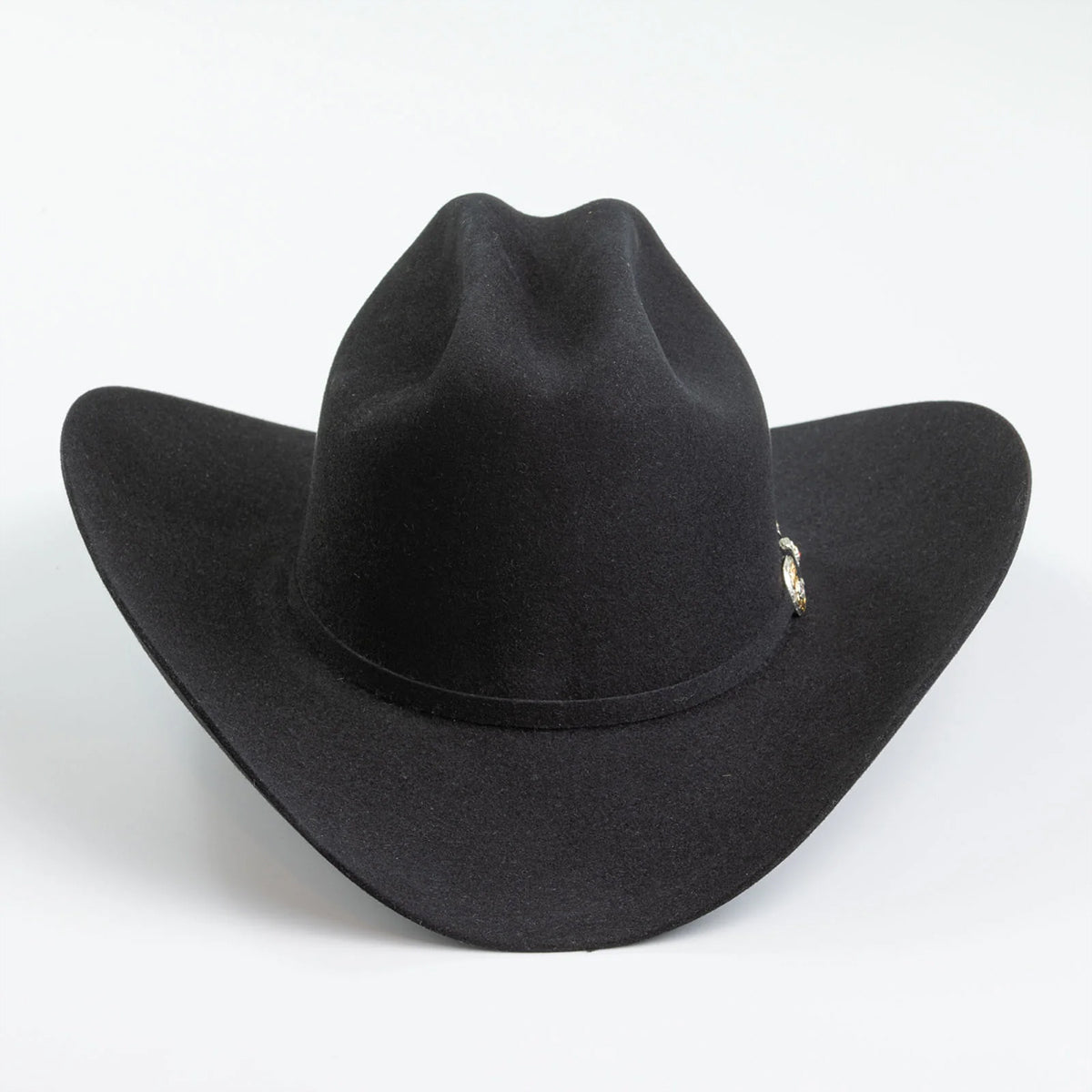 Larry Mahan 6x Real black cowboy hat on a white background.