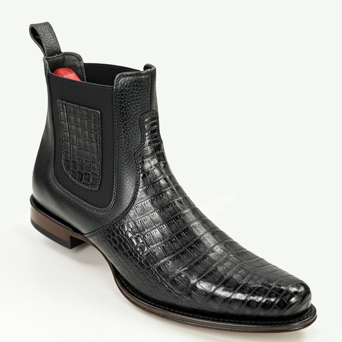Milan Black Caiman Chelsea Boots R Toe