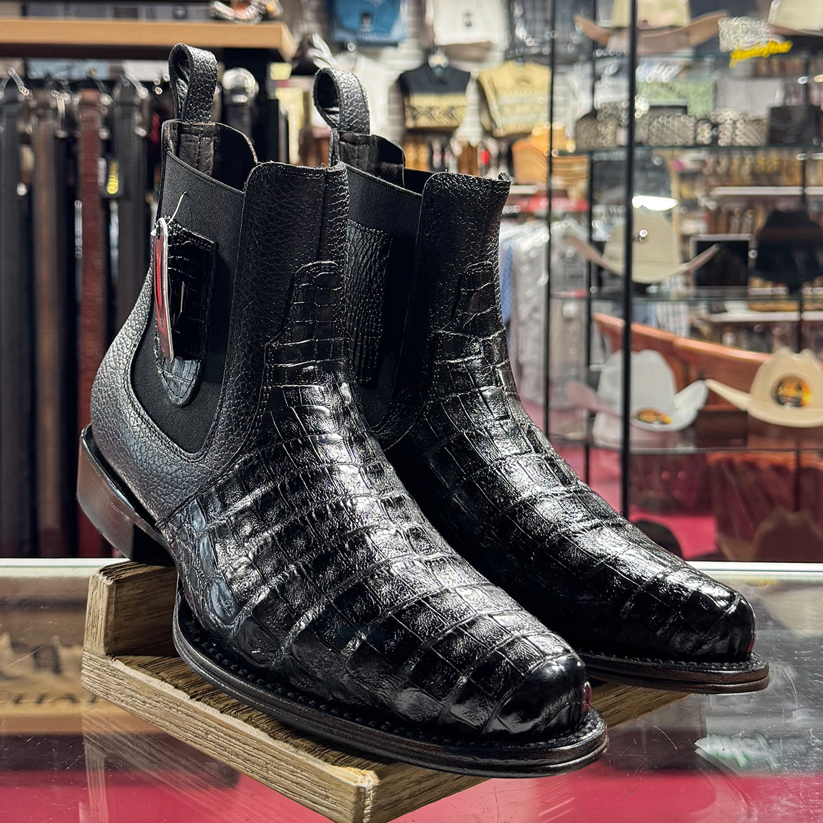 Milan Black Caiman Chelsea Boots R Toe