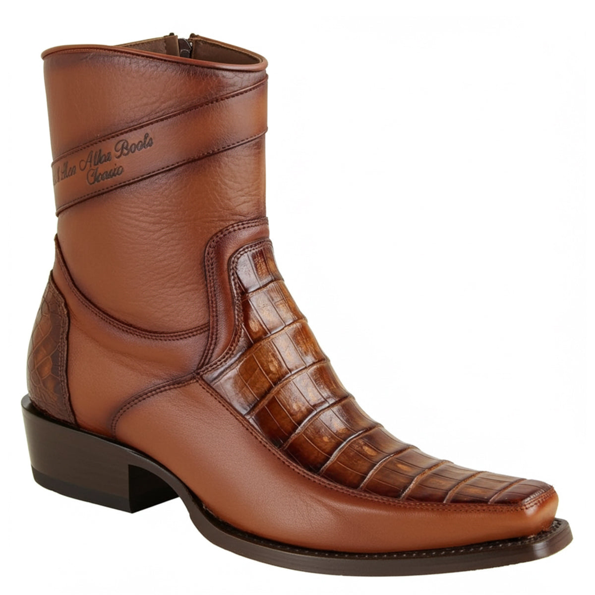 Los Altos Short Brown Caiman Boots European Toe
