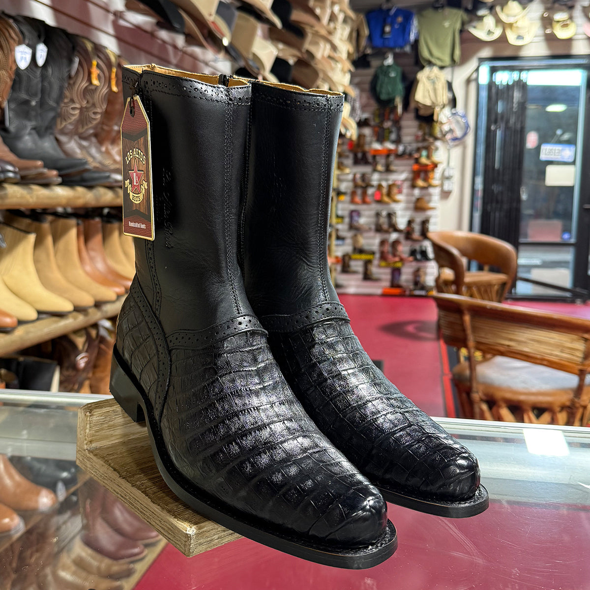 Los Altos Short Caiman Boots Round Toe