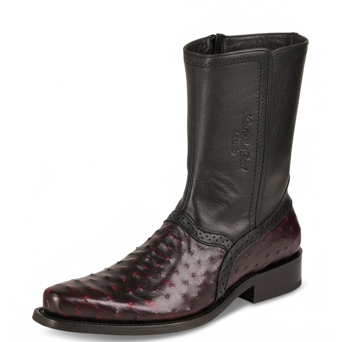 Los Altos Short Black Cherry Ostrich Boot