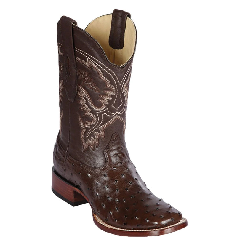 Los Altos Men's Brown Ostrich Square Toe Cowboy Boot