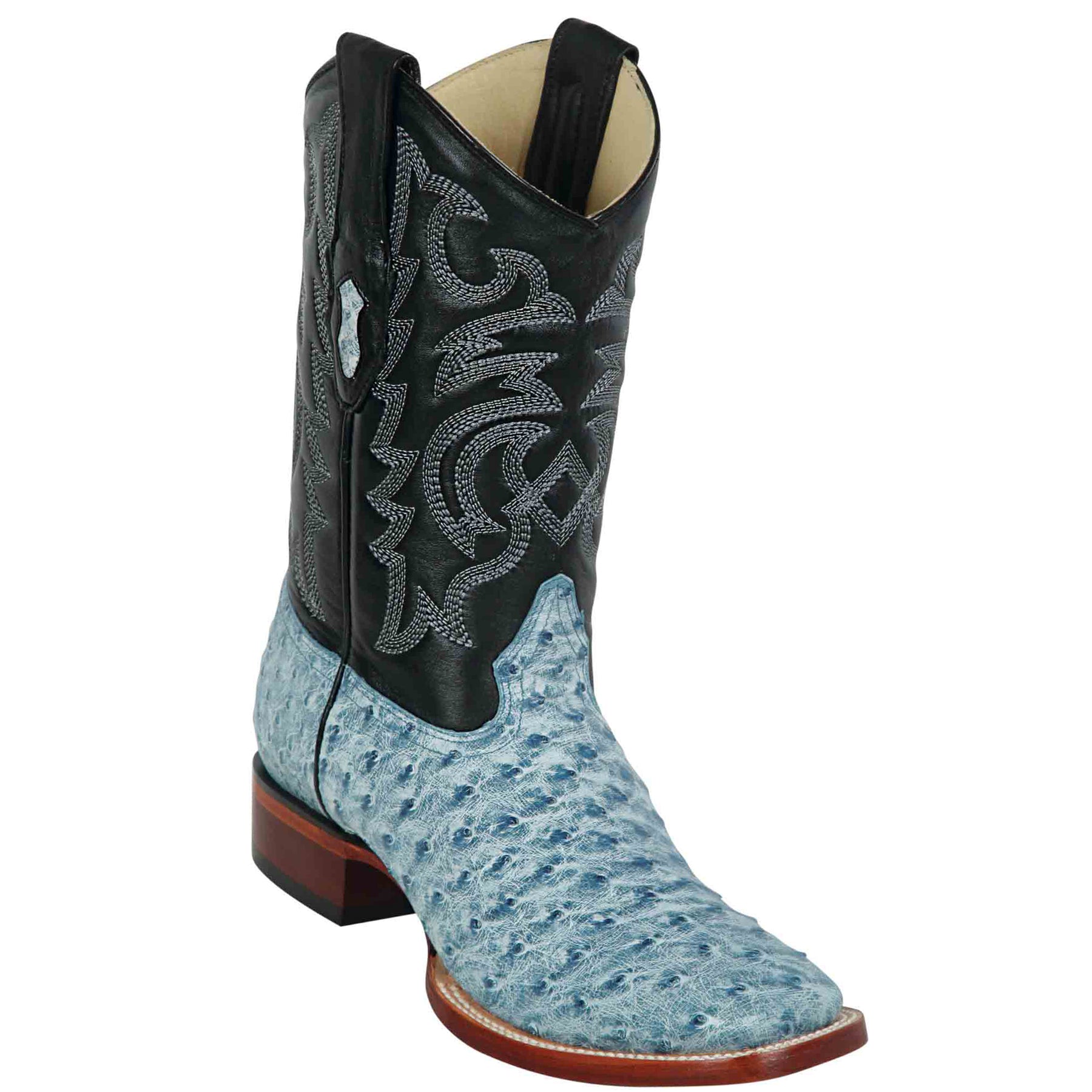Men's Blue Ostrich Boots Square Toe - Los Altos Boots