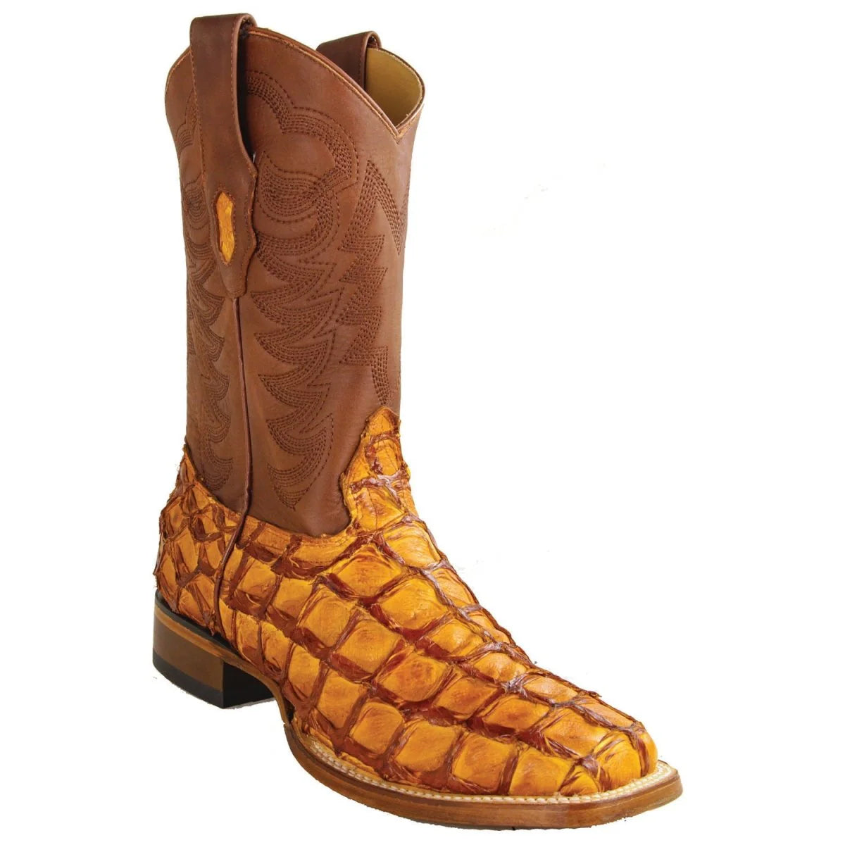Los Altos Cognac Pirarucu Square Toe Cowboy Boot
