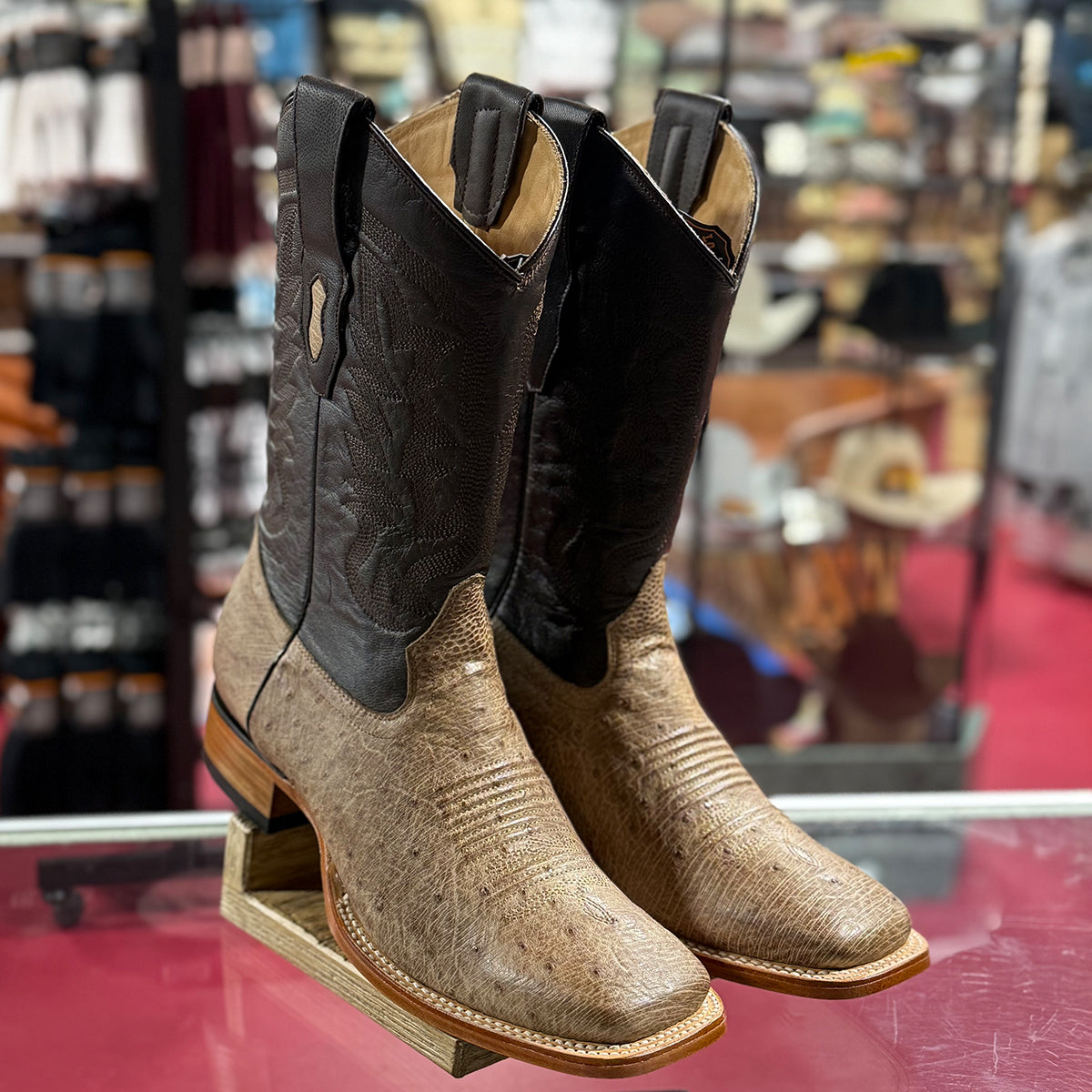 Los Altos smooth ostrich square toe boots