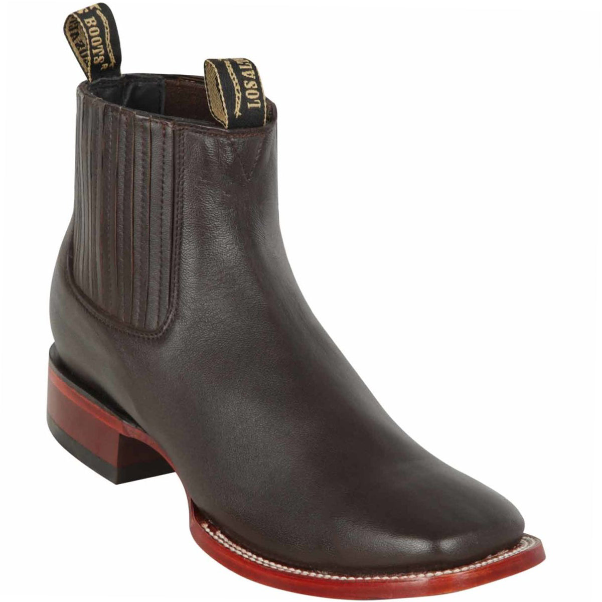 Dark Brown Square Toe Ankle Boots - Los Altos Boots