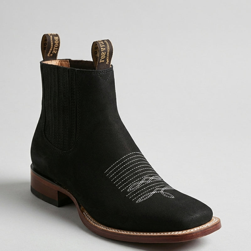 Los Altos black Chelsea square toe boot.