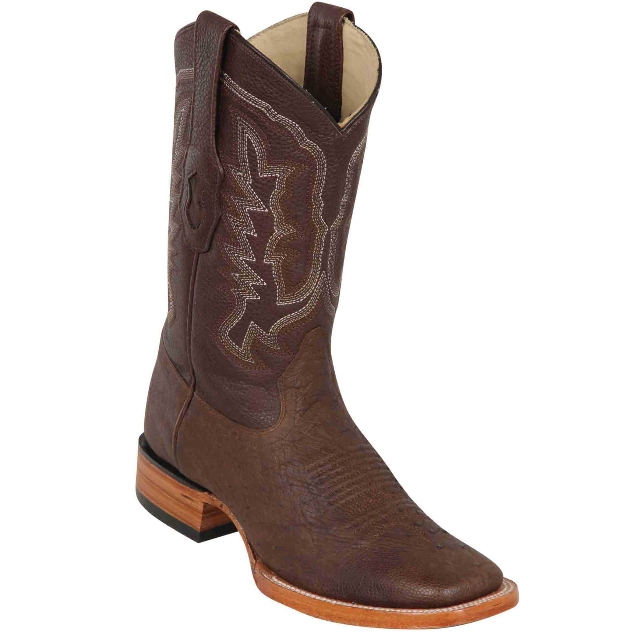 Mens Brown Square Toe Smooth Ostrich Boots - Los Altos Boots