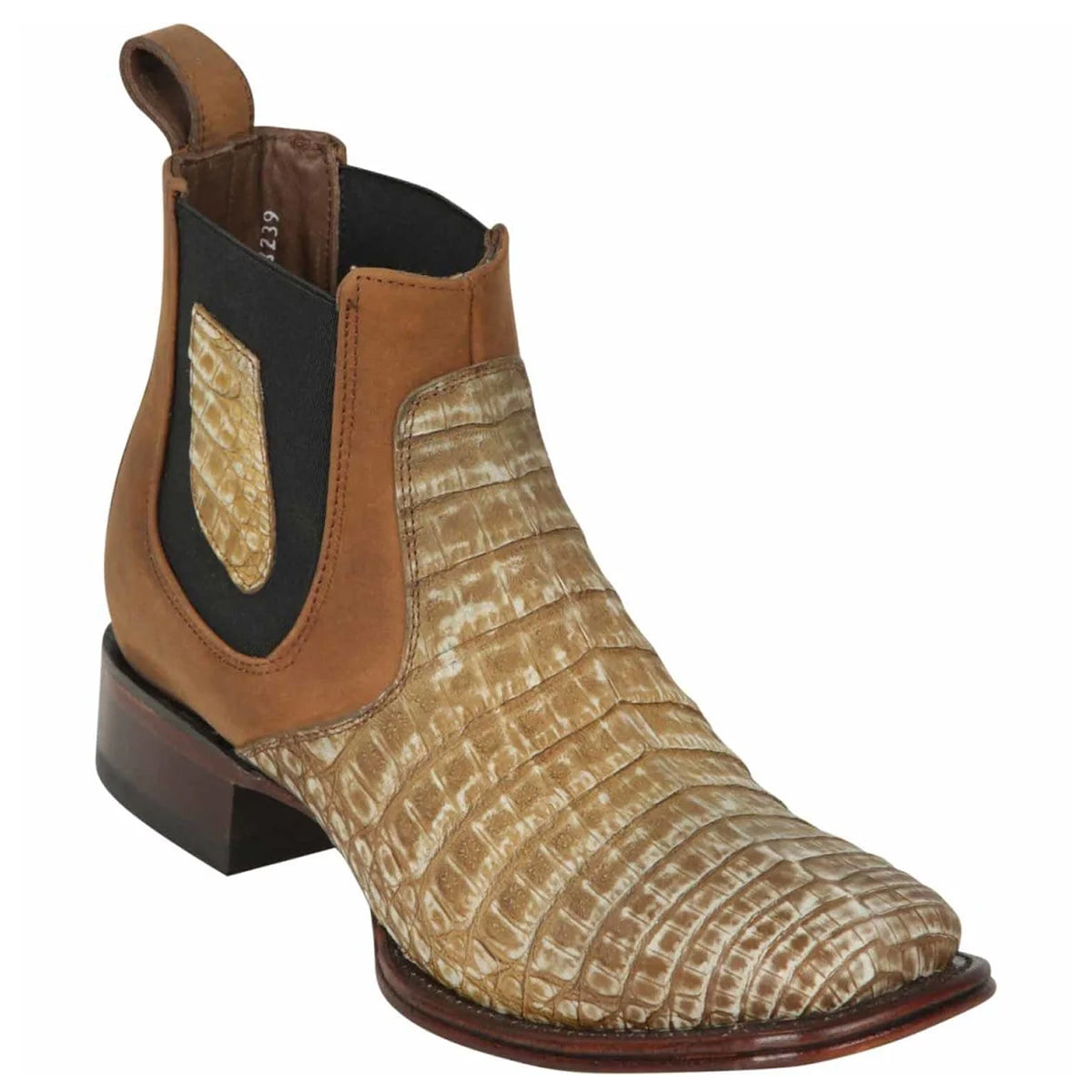 Los Altos Sahara Stone Caiman Short Square Toe Cowboy Boot