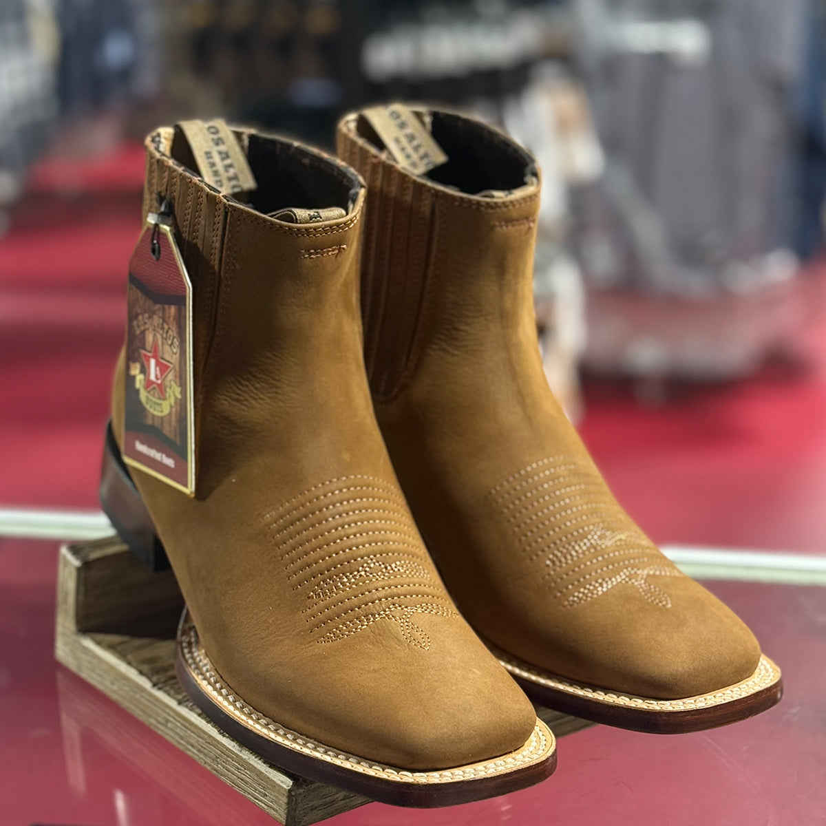 Men's Light Brown Boots Square Toe