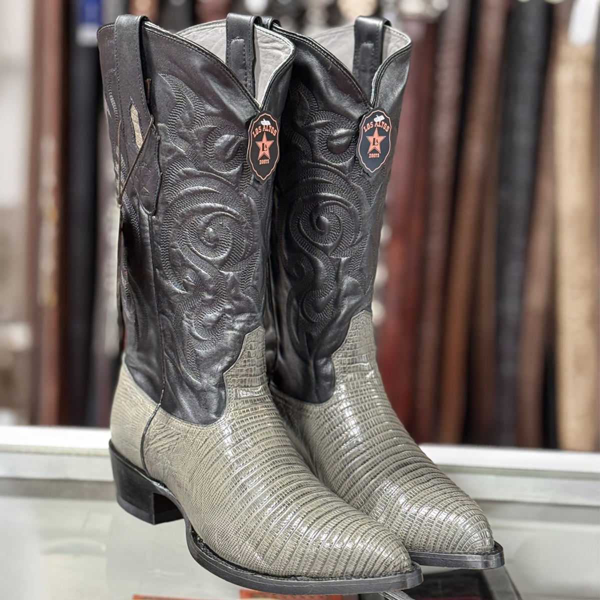 Botas Vaqueras De Lizard Grises J-Toe