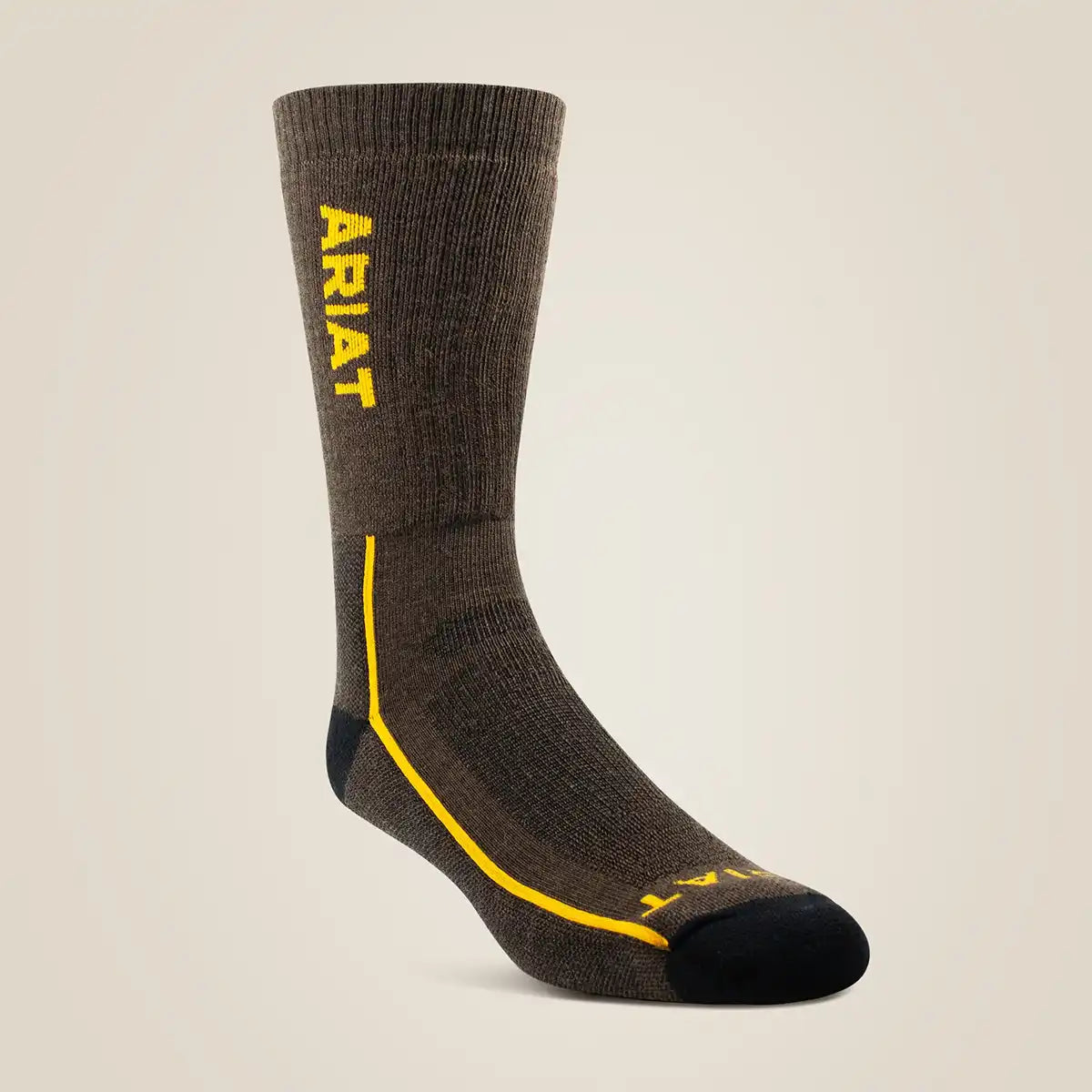 Ariat Men's Brown Lightweight Merino Wool Steel Toe Work Sock