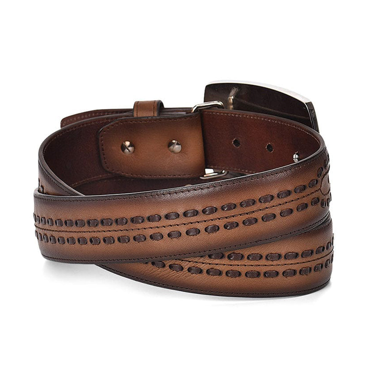 Back view of Cuadra leather belt.