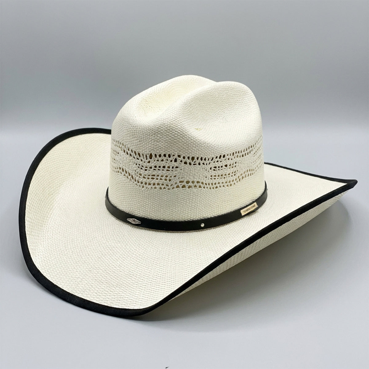 Tombstone Maverick Bangora Straw Cowboy Hat Black Edging