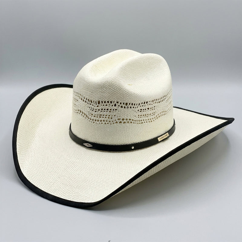Tombstone Maverick Bangora Straw Cowboy Hat Black Edging