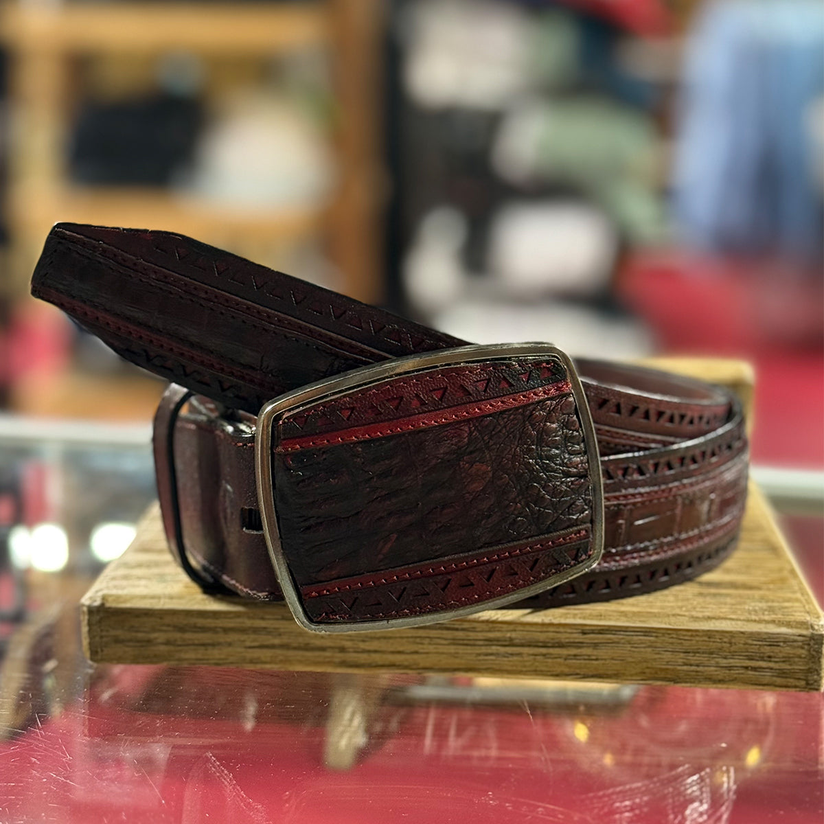 Black Cherry Caiman Belt