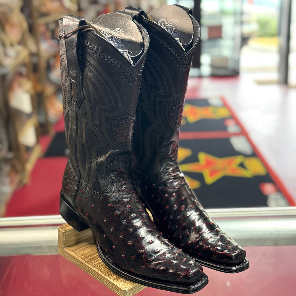 Black Cherry Roper Ostrich Leg Western Boots main image 1