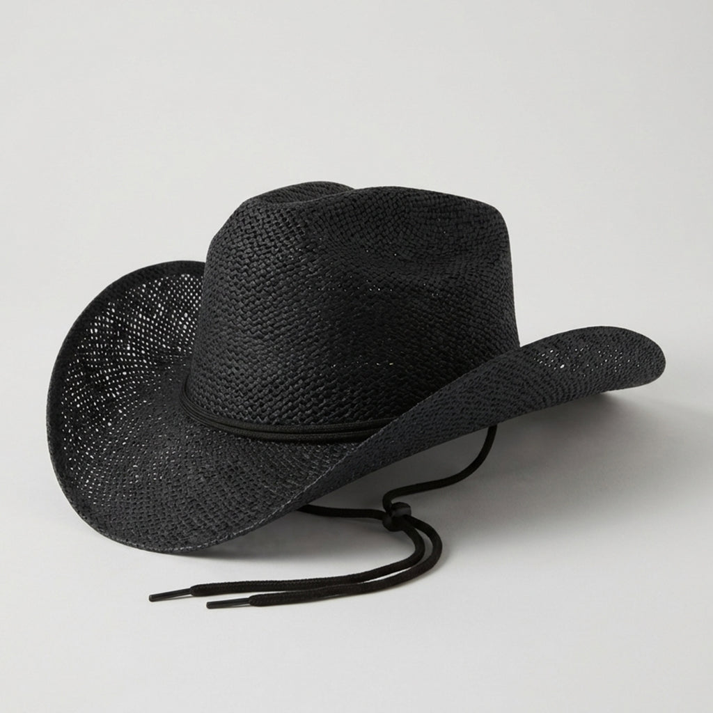 Country Black Straw Cowgirl Hat display picture 3