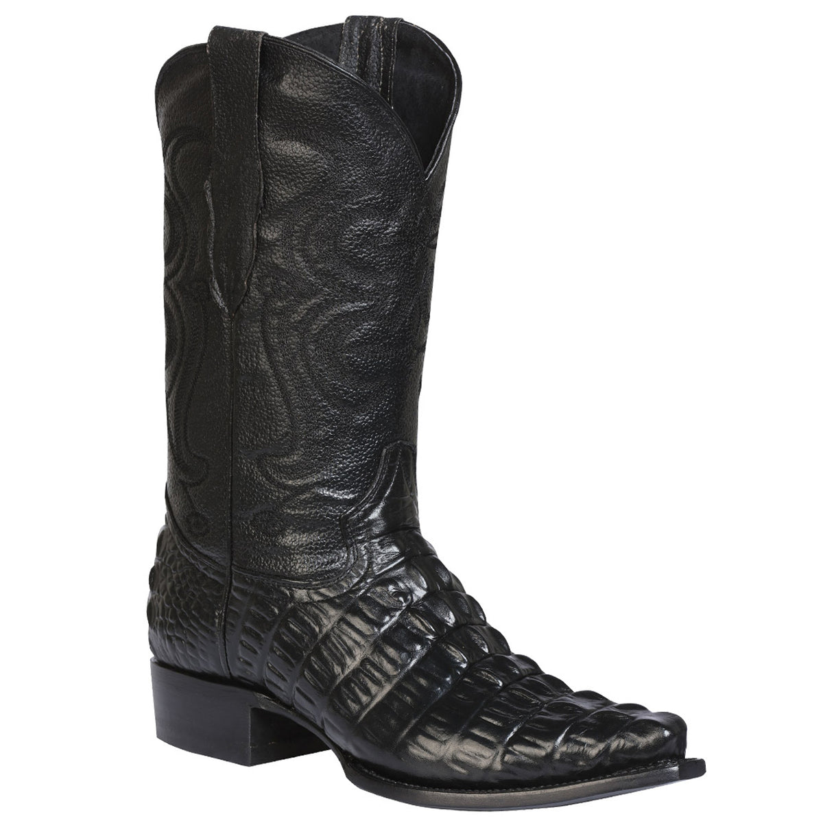 Black Alligator Print Cowboy Boots Snip Toe display picture 1