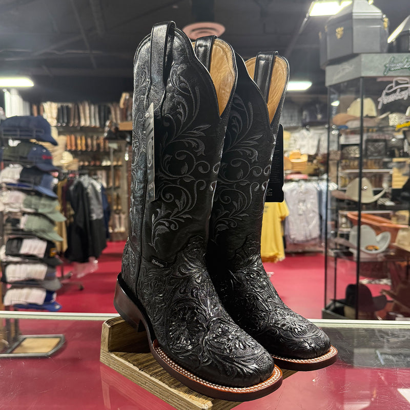 Abolengo Black Tooled Cowgirl Boots 