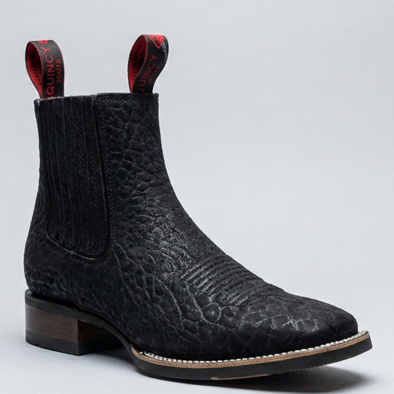Black Bull Shoulder Chelsea Square Toe Cowboy Boot