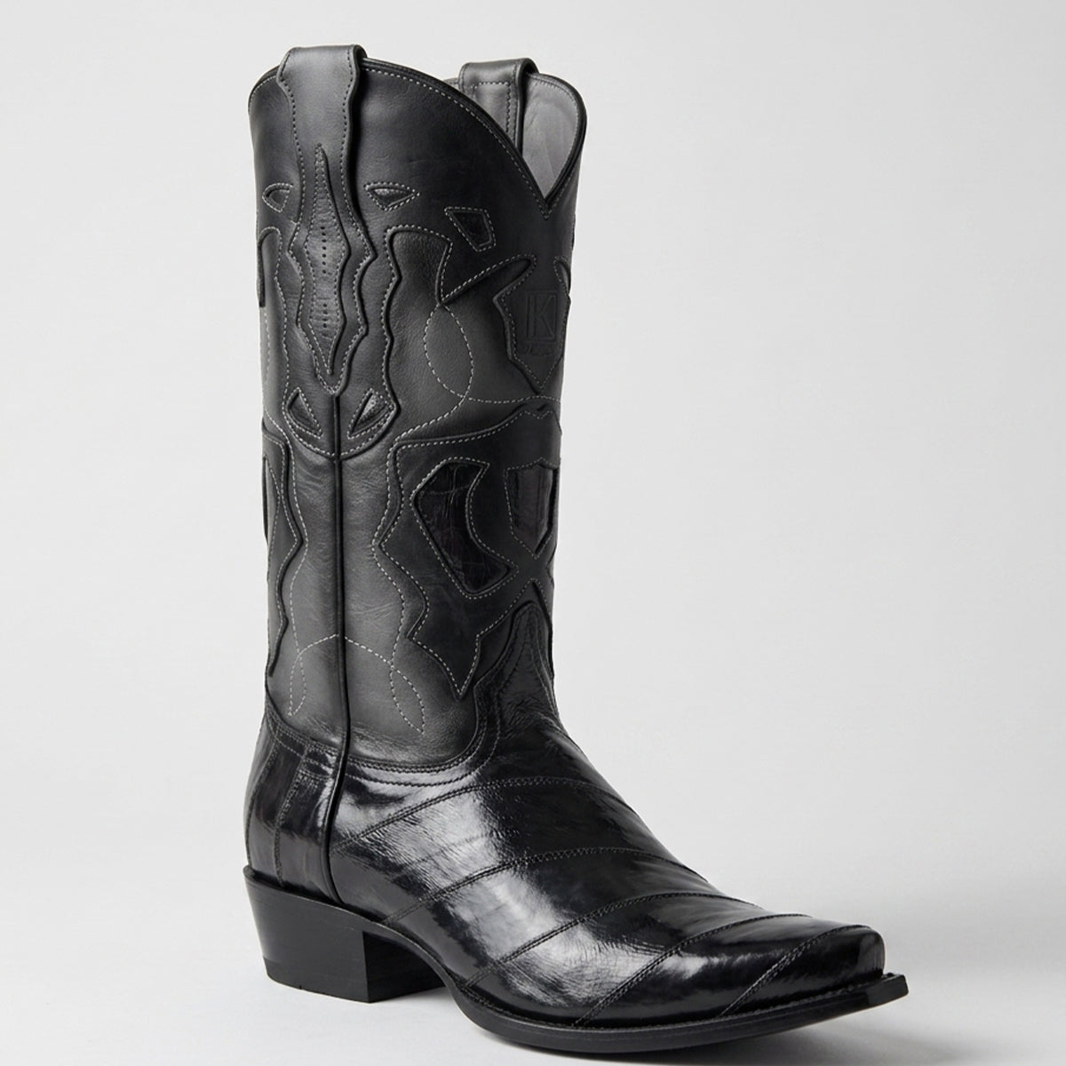 King Exotic Bota Vaquera de Anguila Negra Punta Recortada