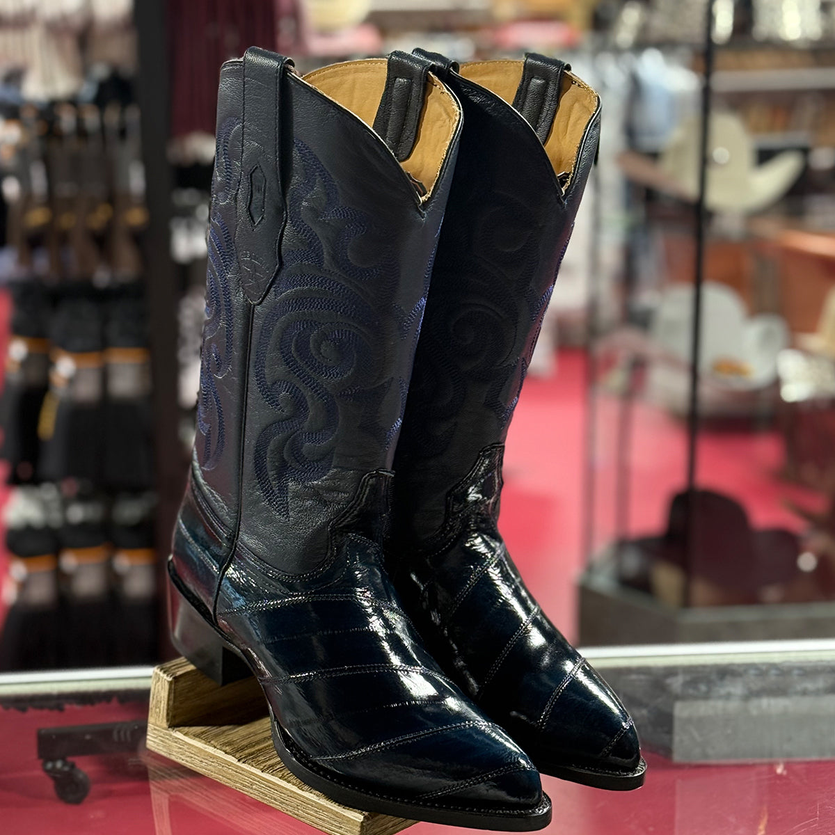 Los Altos Eel Skin Blue Cowboy Boots