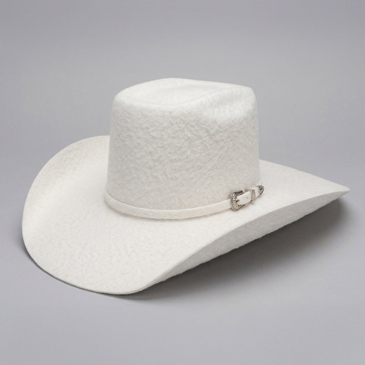 Cuernos Chuecos 10X Brick Crown Grizzly White Felt Cowboy Hat