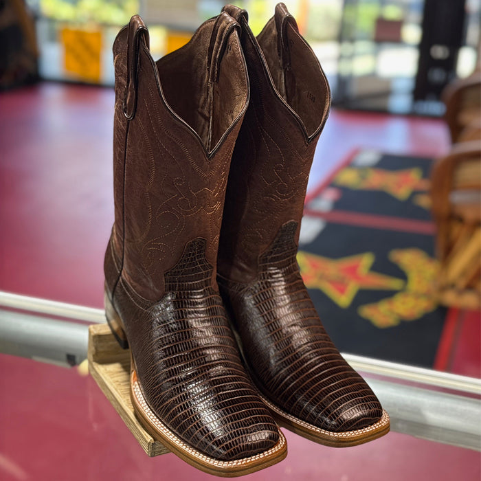 Mens Brown Lizard Print Boots White Diamonds Boots
