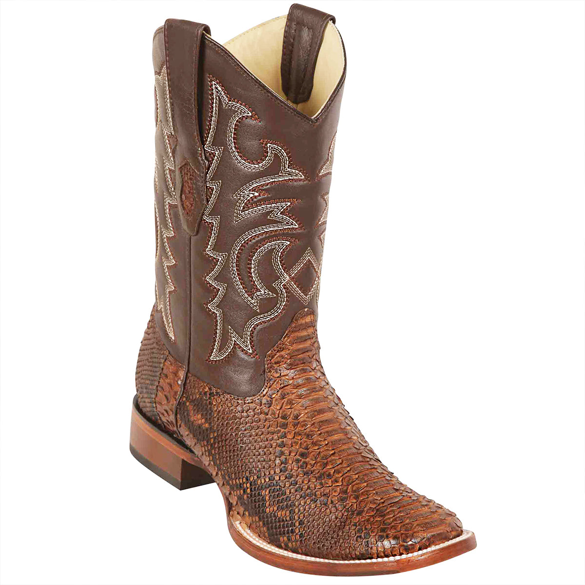 Los Altos Brown Snakeskin Square Toe Boot