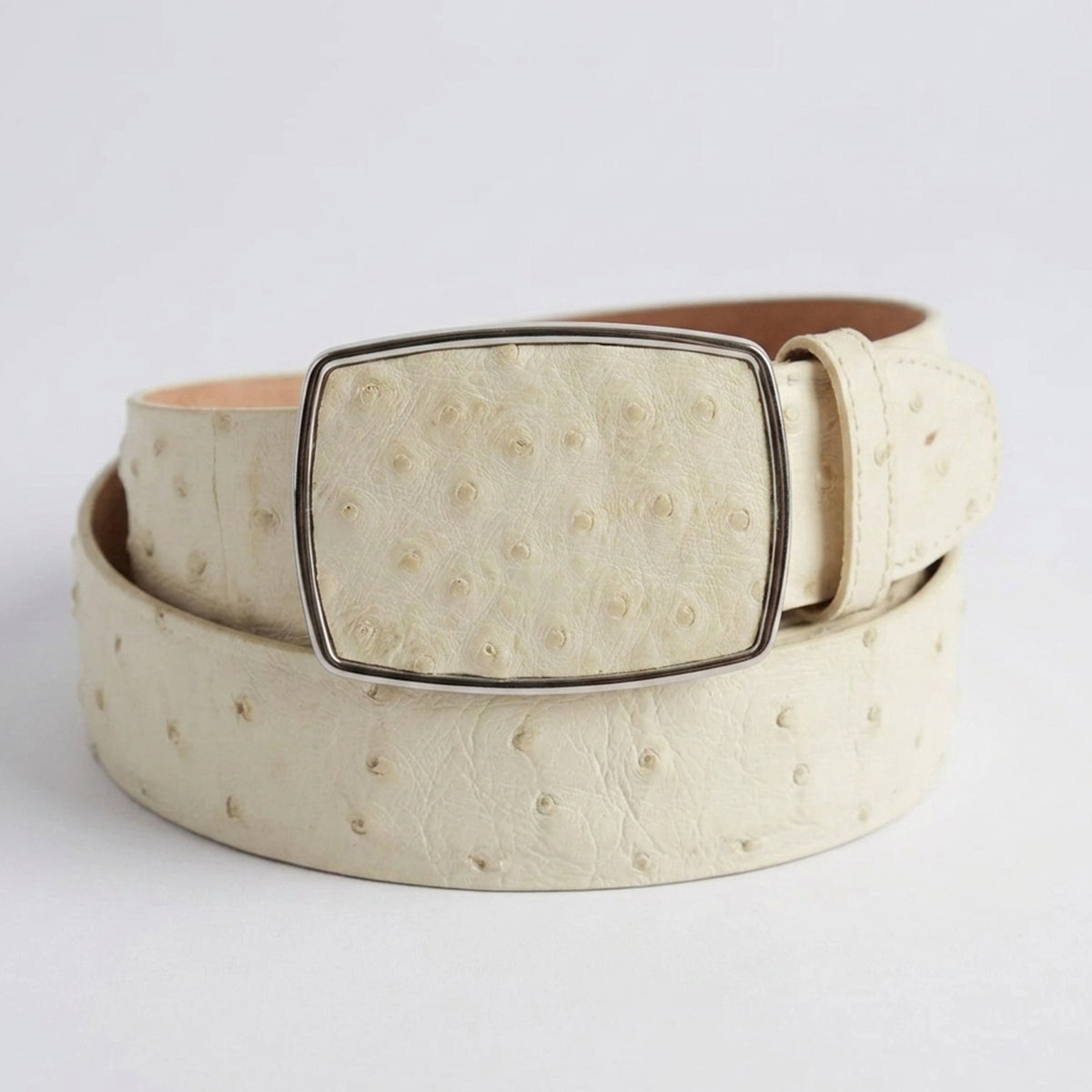 Winter White Full Quill Ostrich Belt