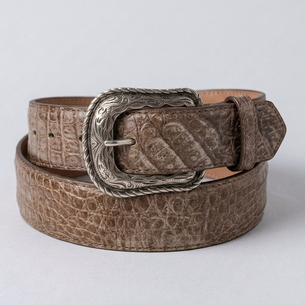 Men's Sahara Brown Caiman Belly Belt