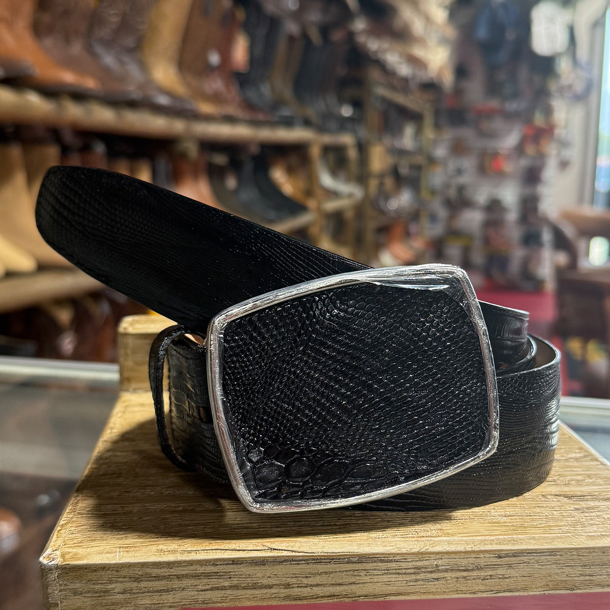 Black Lizard Belt | Genuine Exotic Leather | Los Altos Boots