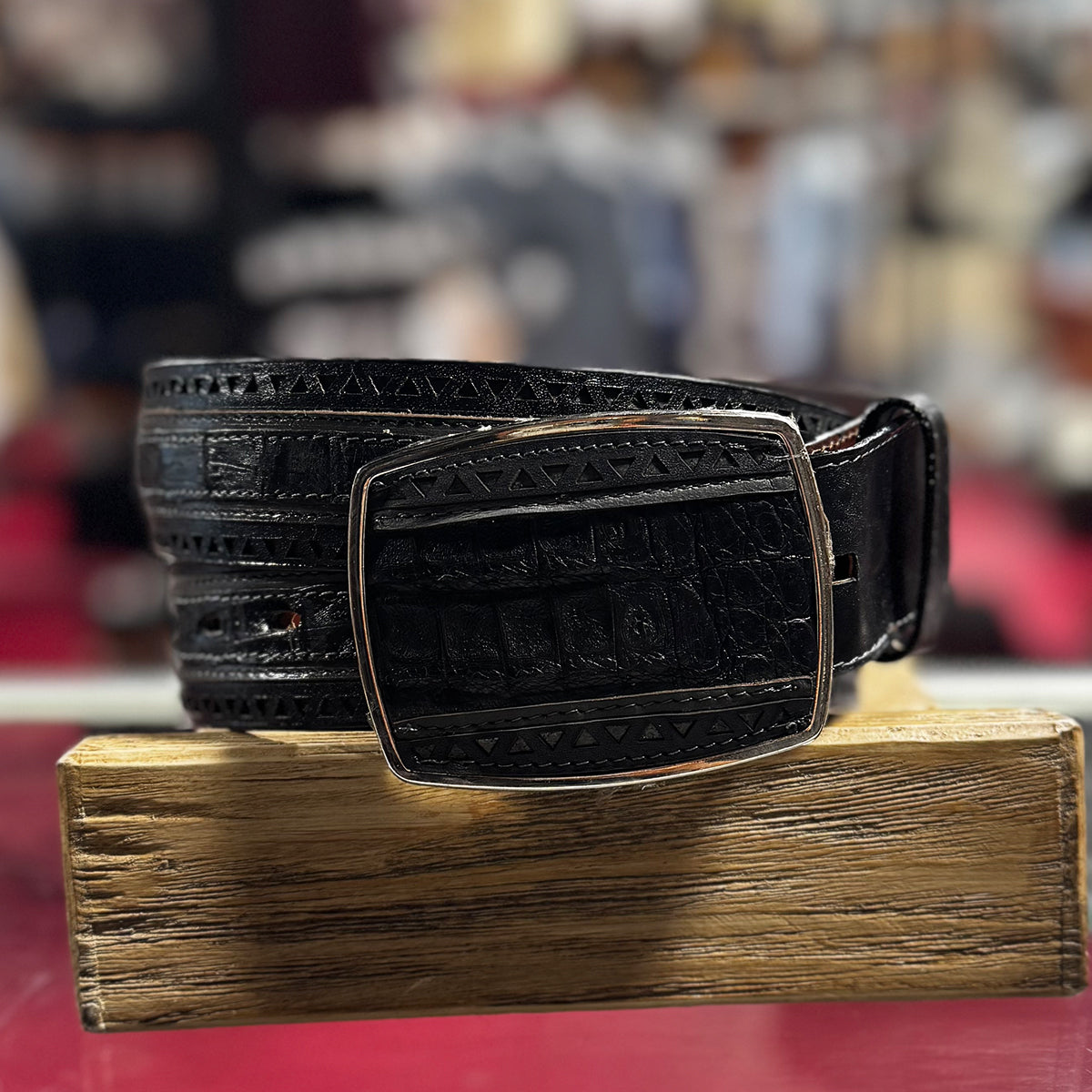 Los Altos Black Crocodile Belt