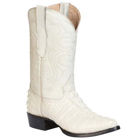 El General White Crocodile Pattern Leather Heeled Boots Mens White Crocodile Boots - Los Altos Boots J-Toe main image 3
