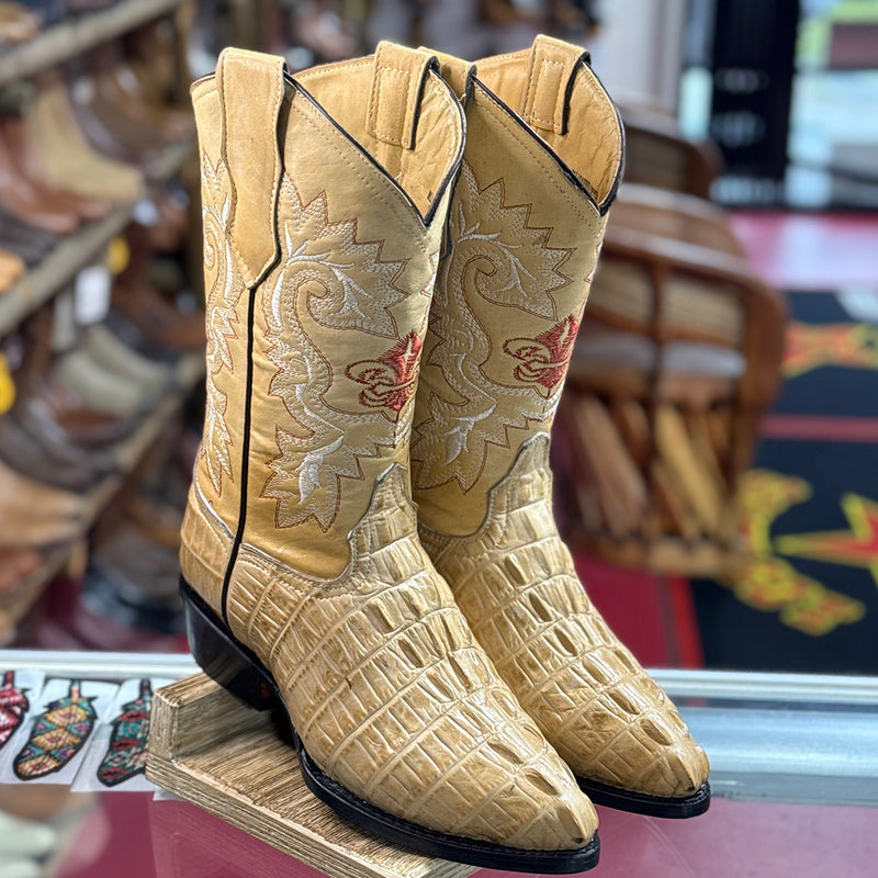 Crocodile Print Western Boots J-Toe Oryx