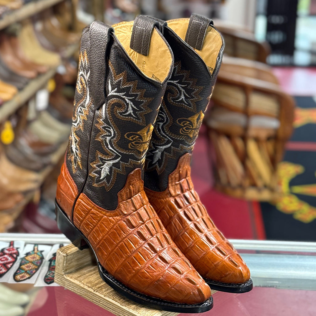 Crocodile Print Western Boots Cognac J-Toe display picture 1