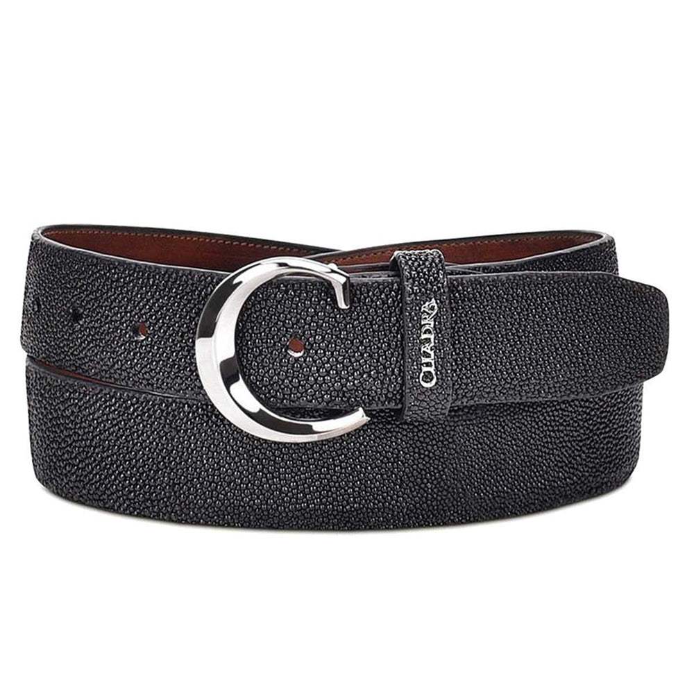 Cuadra Men's Stingray Leather Belt, Black
