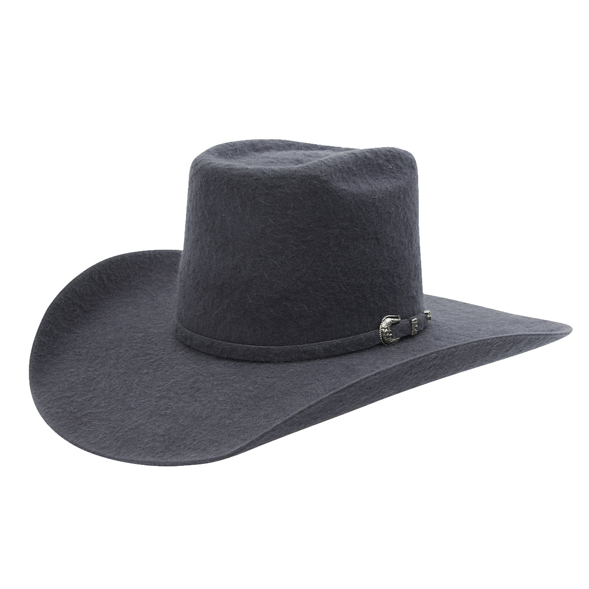 Cuernos Chuecos brick crown charcoal grey 10x grizzly felt western hat.