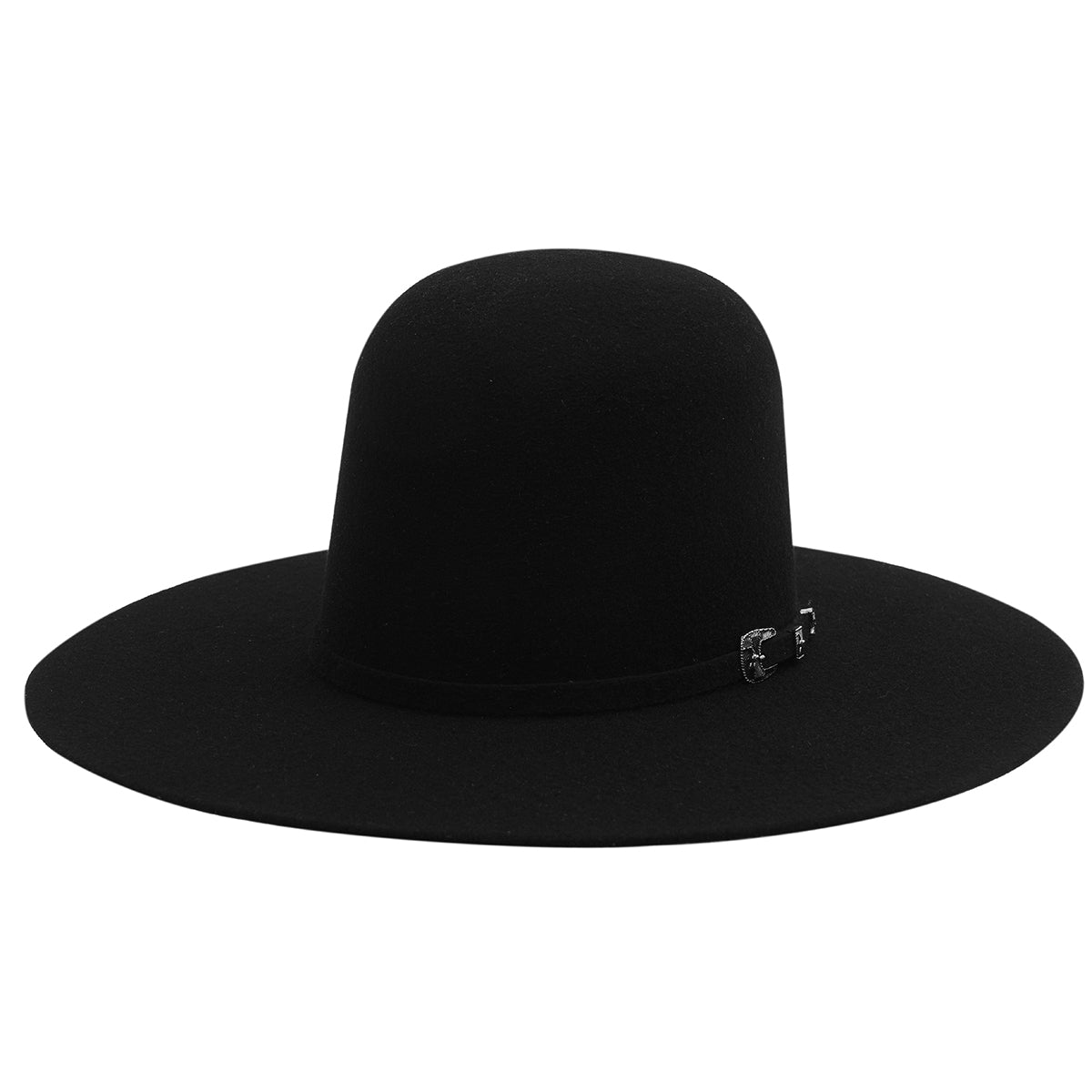 Cuernos Chuecos black open crown wool felt cowboy hat. 