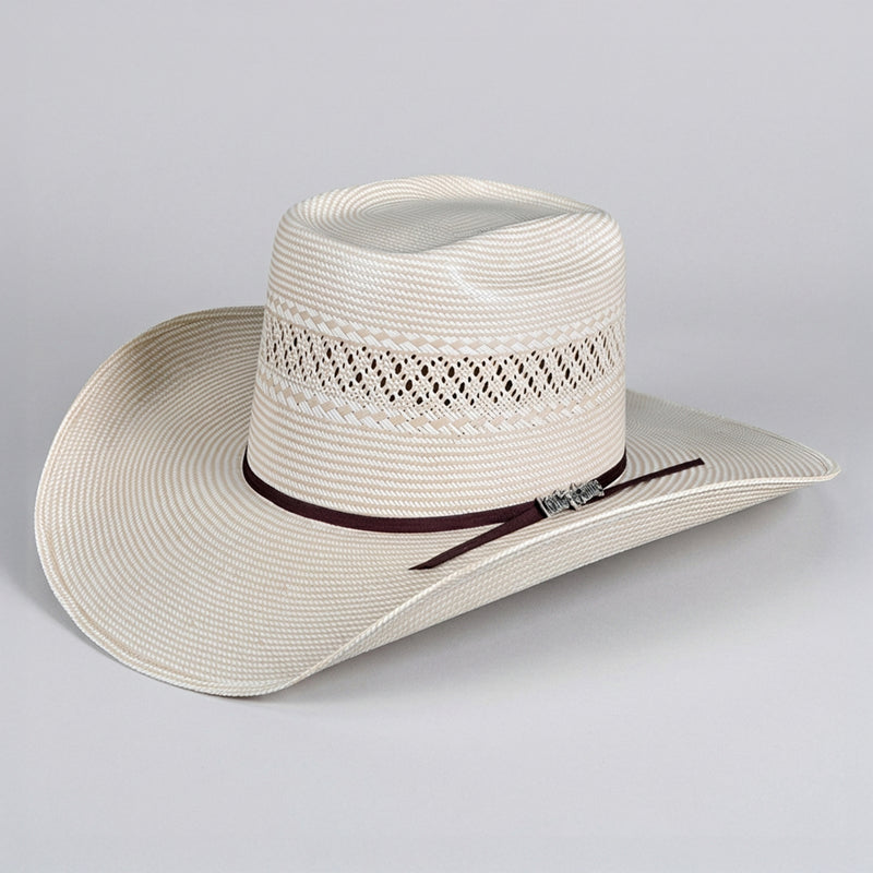 Cuernos Chuecos Two Tone Vented Brick Crown Straw Cowboy Hat