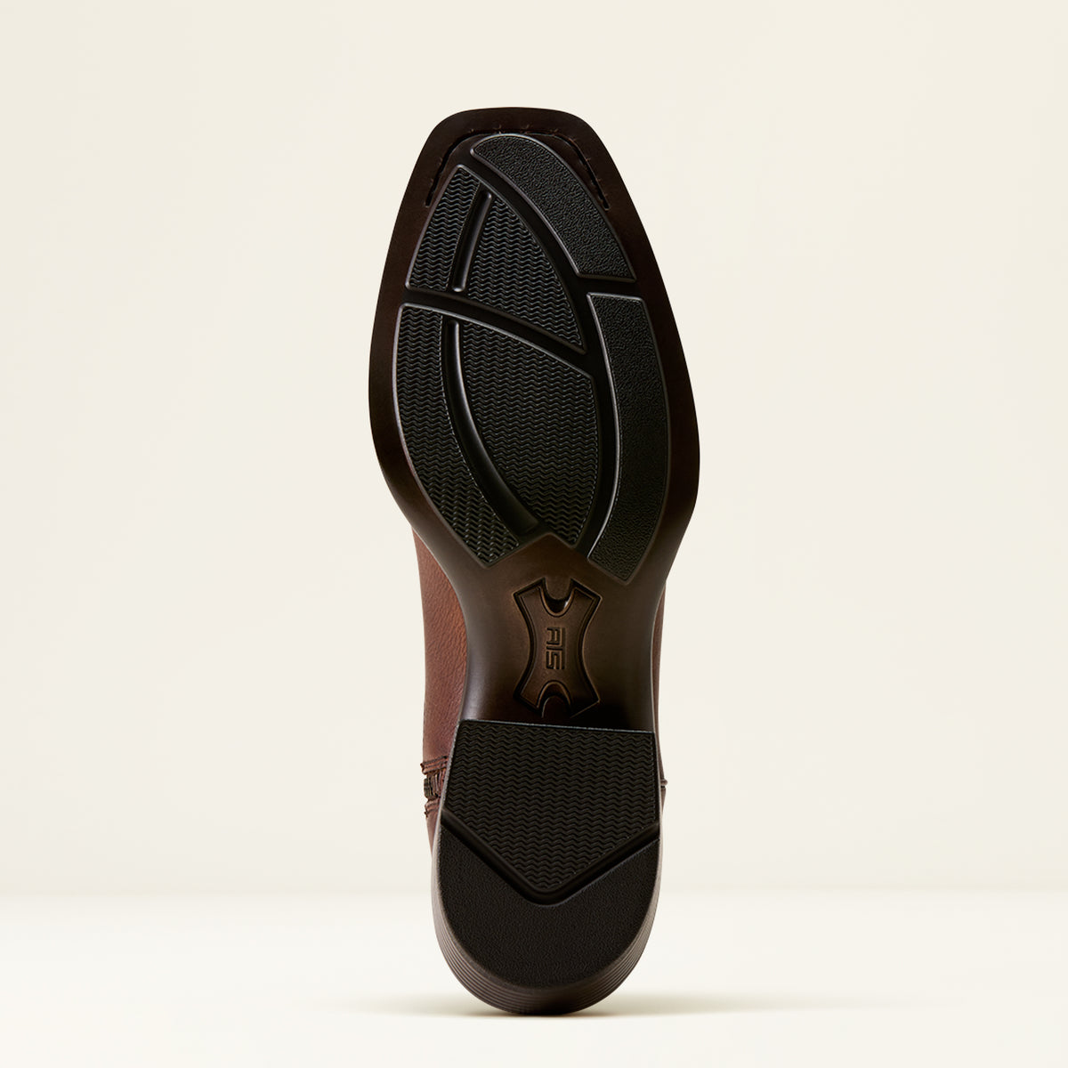 Directly underfoot view of the Bantamweight rubber outsole featuring multi-directional traction tread and ATS logo.