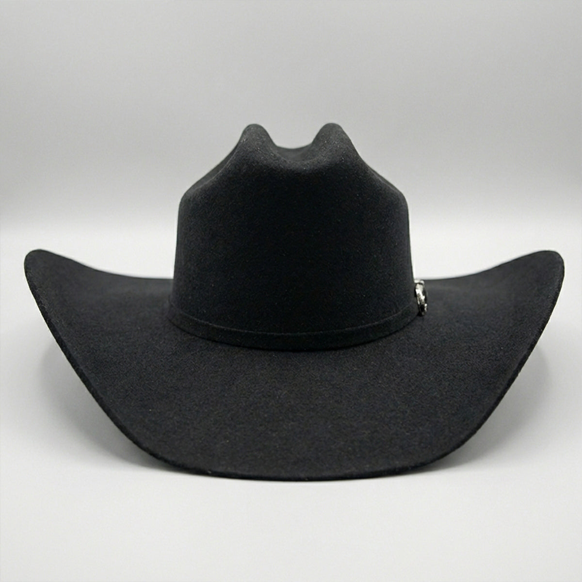 Front view of Tombstone Roper Black Felt Cowboy Hat