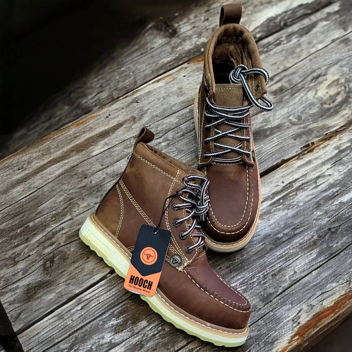 Tang Brown Moc Toe Work Boots | Hooch Boots
